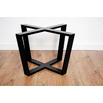 Massive 3D metal table frame made of steel, for surfaces from ø70 to ø100 cm, height 43 cm, black or white