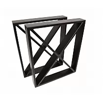 Pata de mesa robusta de metal en forma de X con marco alrededor, hecha de acero, altura 72 cm, ancho 60 cm, colores negro o blanco, juego de 2 piezas.