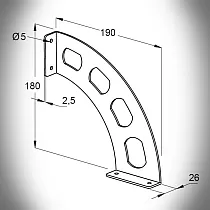 Hyllestøtte i stål, brakett, holder Boomerang, sort farge, sett med 2 stk.