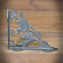 Suporte de prateleira em ferro fundido, suporte com altura 22 cm e profundidade 18 cm, suporte decorativo Dois pássaros -conjunto de 2 peças