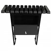 Banc métallique bétonnable pour cimetière avec planches en PVC avec coffre verrouillable