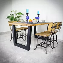 Picior de masă din oțel din metal trapezoidal masiv, înălțime 71 cm, lățime 82 cm, greutate 11,5 kg, set 2 buc.
