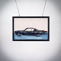 Cuadro de pared de metal 3D &amp;amp;quot;Coche retro&amp;amp;quot;, dimensiones 60x40cm