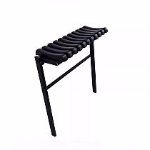 Hautausmaa penkki UV-kestävillä PVC-laudoilla &amp;amp;amp; integroidulla laskumekanismilla – mustaksi jauhemaalattu teräs, asennettavaksi betoniin, 50/72/82 cm pituudet, 200 kg kantavuus