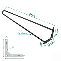 Cosa boird cruach maisiúla &amp;amp;quot;Hairpin&amp;amp;quot; déanta as 2 bharra, trastomhas 10 mm, airde 80 cm, sraith de 4 chos