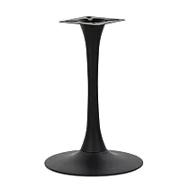 Base per tavolo a piedistallo centrale con colonna a forma di tromba e piastra di base circolare e piatta, in acciaio, colore nero, larghezza 49 cm, altezza 73,5 cm