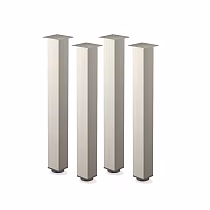 Dëschbeen aus anodiséiertem Aluminium mat quadrateschem Querschnëtt an Inox-Effekt, Héicht 71 cm, 82 cm, 110 cm, Set vu 4 Stéck