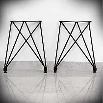 Elegantiškos plieninės kavos staliuko kojelės, plotis 40 cm, aukštis 45 cm, rinkinyje 2 vnt.