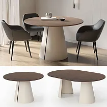 Mesa de Jantar Extensível Moderna de Redonda para Oval – Design Transformador que Economiza Espaço com Base Cônica de Aço &amp;amp;amp; Tampo Laminado (Lugares para 2–8), várias cores