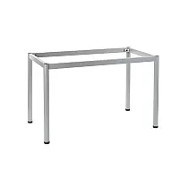 Estrutura de mesa de metal com pernas redondas, tamanho 196x76 cm, altura 72,5 cm, cores: alumínio, branco, preto, grafite