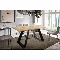Mesa de Jantar Extensível Personalizável – Tampão Laminado Moderno, Pernas em Metal com Revestimento a Pó Preto/Branco, Extensível de 140-240 cm, 6 Cores