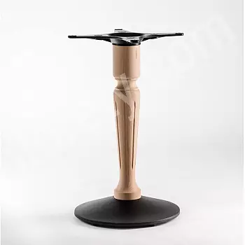 Base de mesa de centro em metal-madeira, base em aço preto, coluna em faia, altura 72 cm / 106 cm, peso 17,5 kg