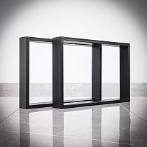 Picior de masă dreptunghiular metalic de înălțime joasă, din oțel, înălțime 40 cm, opțiuni de culoare negru și efect oțel, dimensiune 60x40 cm, set de 2 buc.