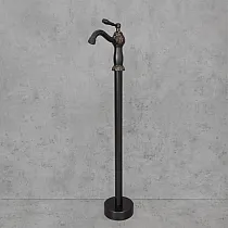Fristående golvblandare i mässing, färg - svart, satin, höjd: 100 cm