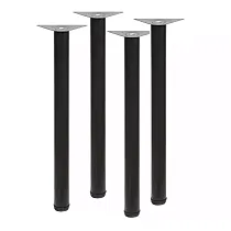 Standart yükseklikte yuvarlak metal masa ayağı, yükseklik 72,5 cm, grafit, siyah veya alüminyum renkli, 4 parçadan oluşan set.